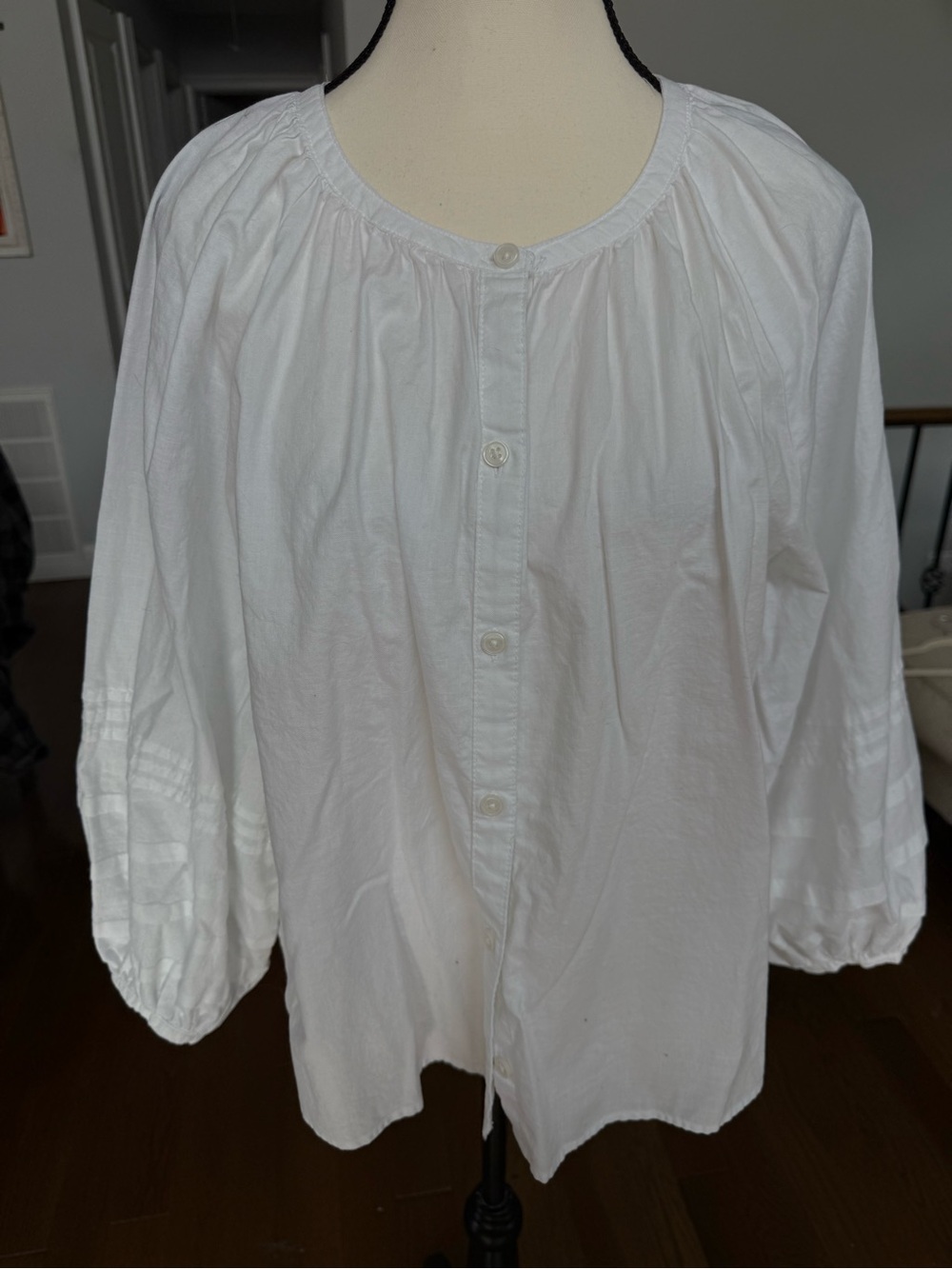 Levi's White Button-Front Billowy Sleeve Peasant Blouse Size Large